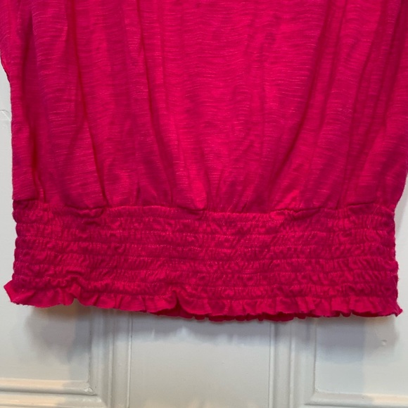 Mudd Hot Pink Shirt with Flutter Sleeves and Gathered Waist - Size M - Picture 4 of 4